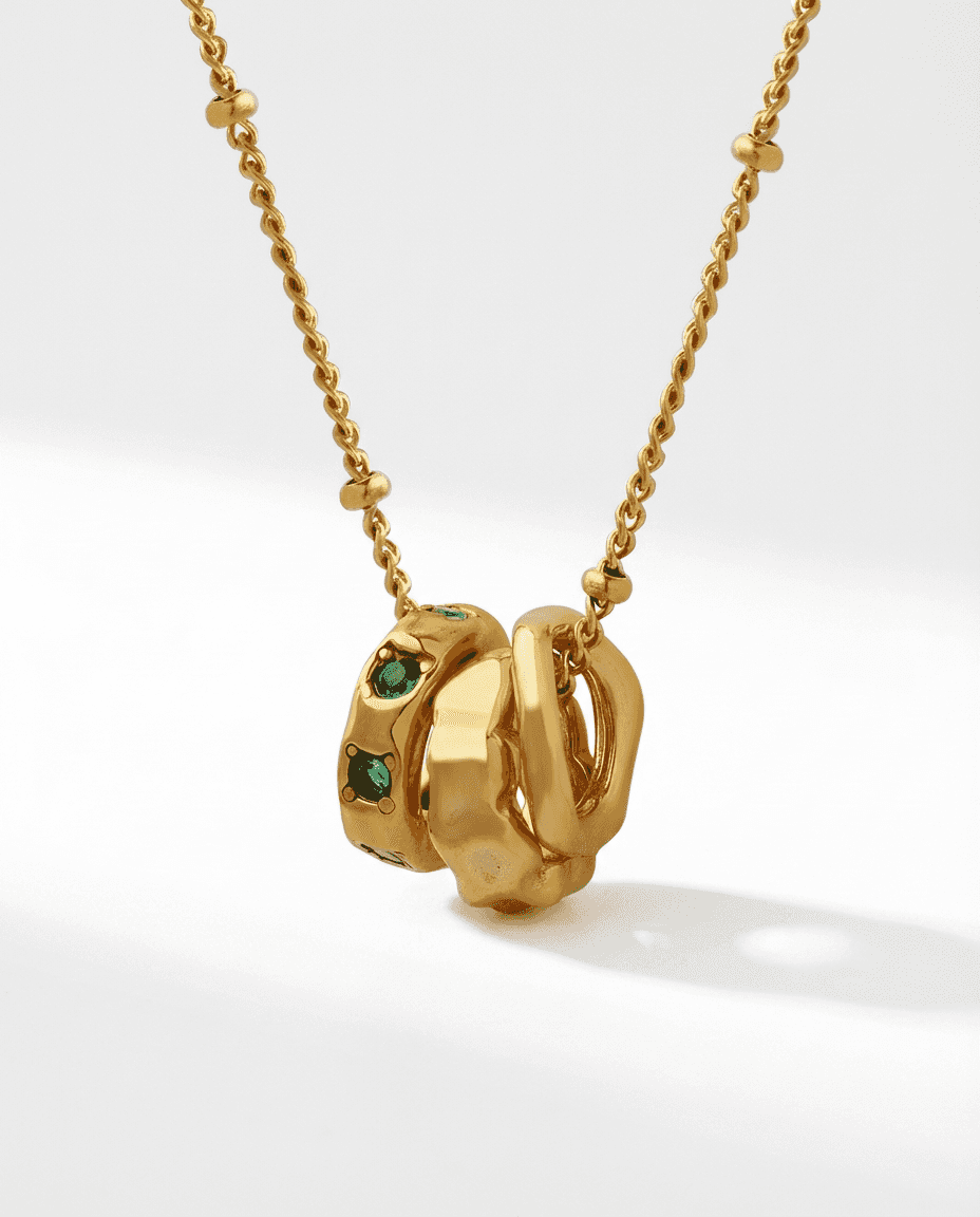 Elegant Interlocking Triple Ring Zircon Necklace