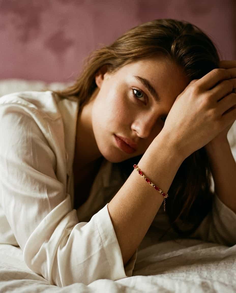 Vintage Faux Ruby Chain Bracelet