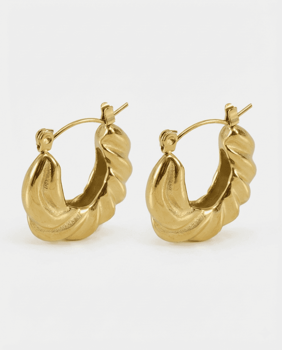 Minimalist Geometric Textured Hoop Earrings