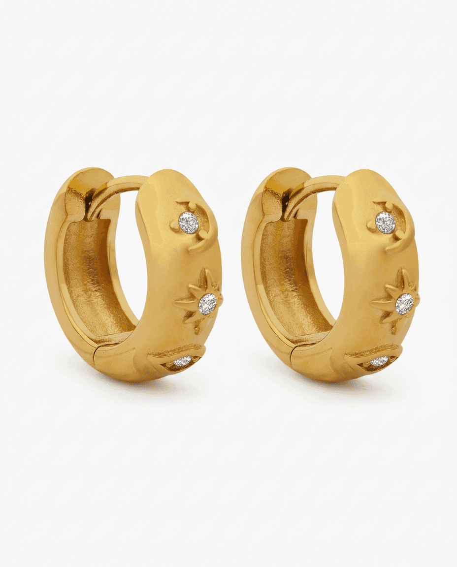 Vintage Gold Plated Zircon Earrings