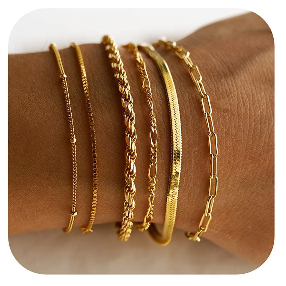 Layered Cuban And Paperclip Chain Bracelet Set - Image 6