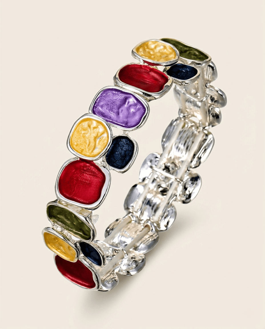 Vintage Colorful Enamel Geometric Bracelet - Image 1