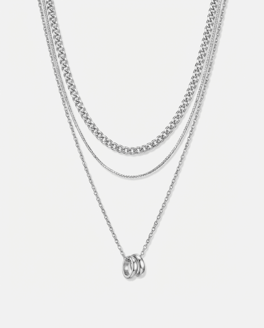 Elegant Interlocking Double Circle Zircon Necklace - Image 4