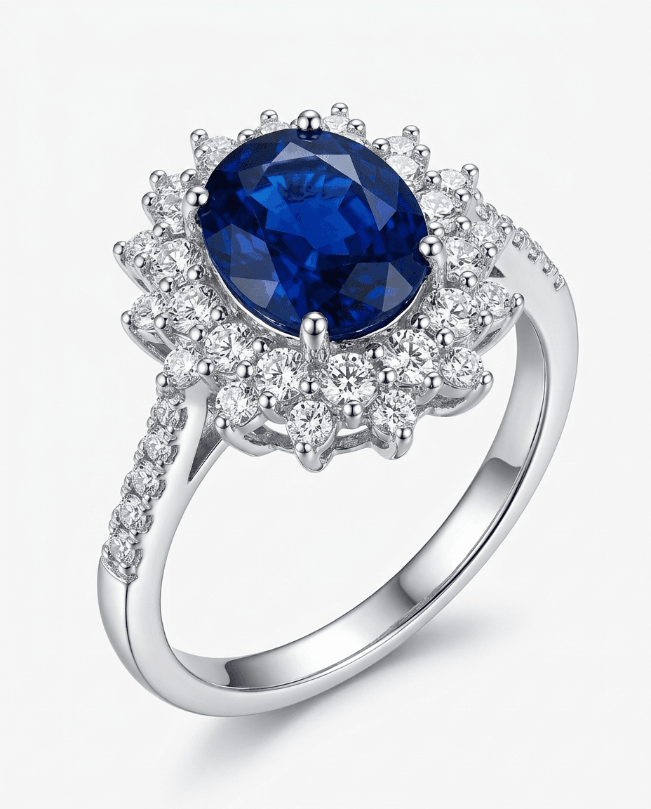Vintage Blue Sapphire Zircon Ring - Image 7
