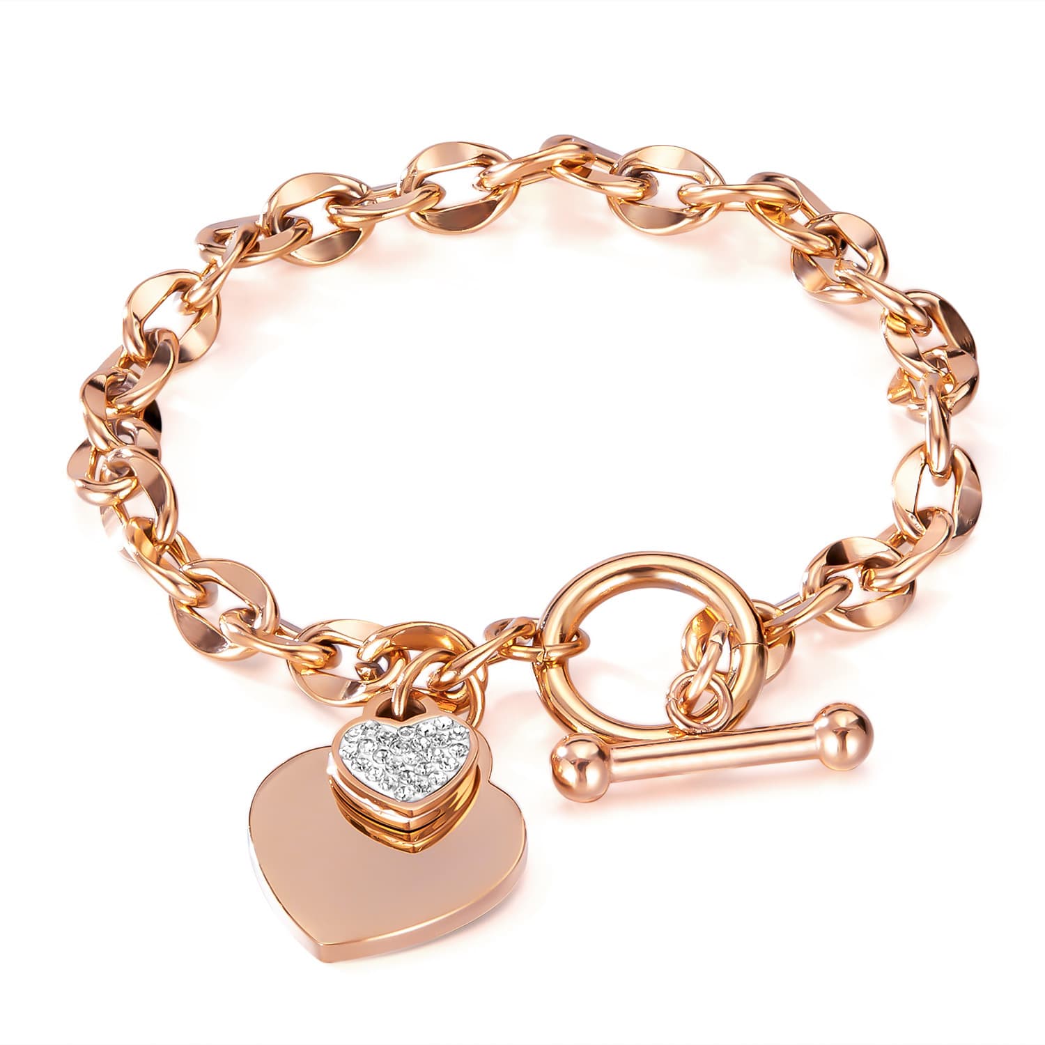 Minimalist Heart Pendant OT Clasp Bracelet - Image 5
