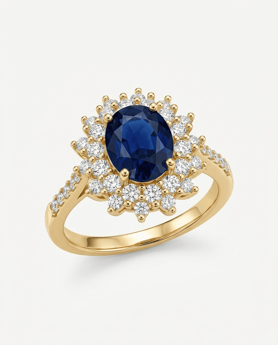 Vintage Blue Sapphire Zircon Ring - Image 1