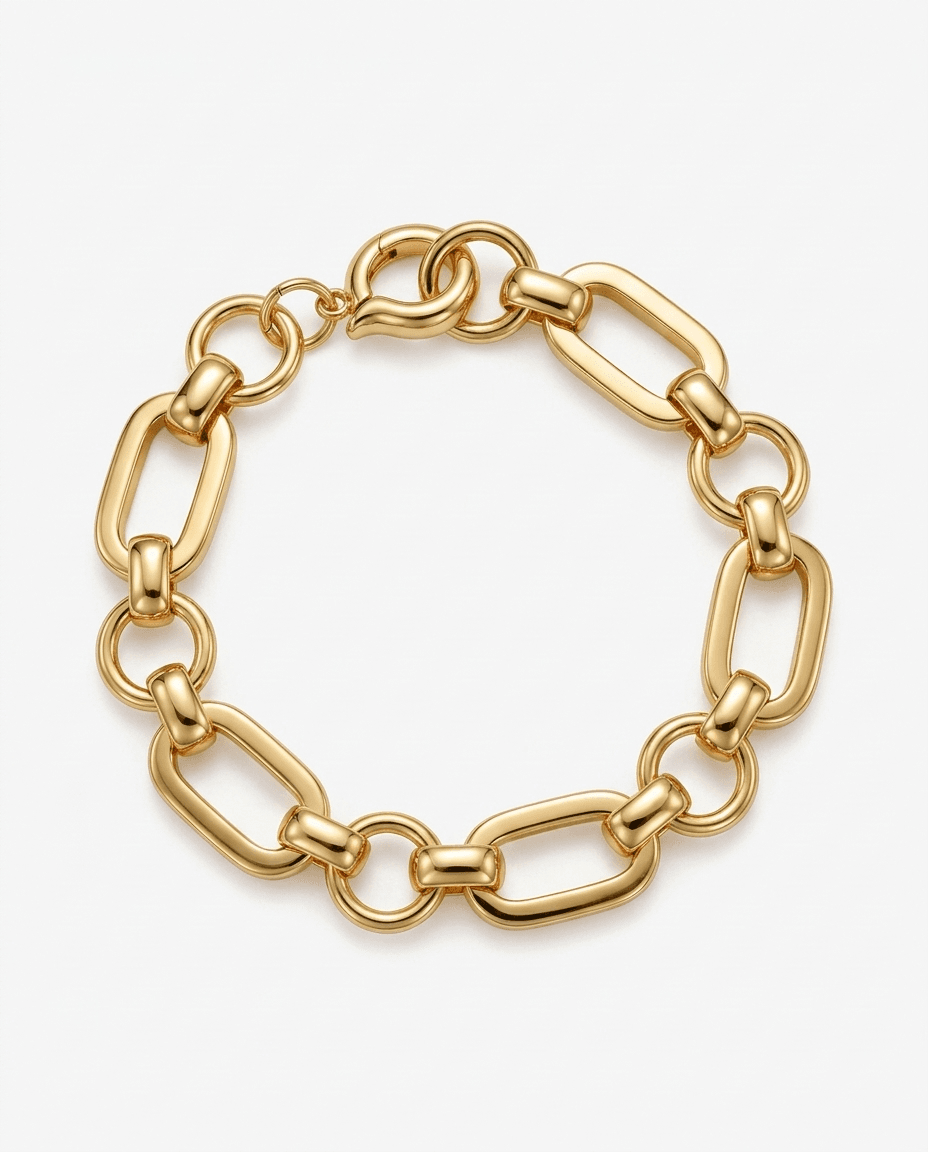 Vintage 18K Gold Plated Round Clasp Chain Bracelet - Image 1